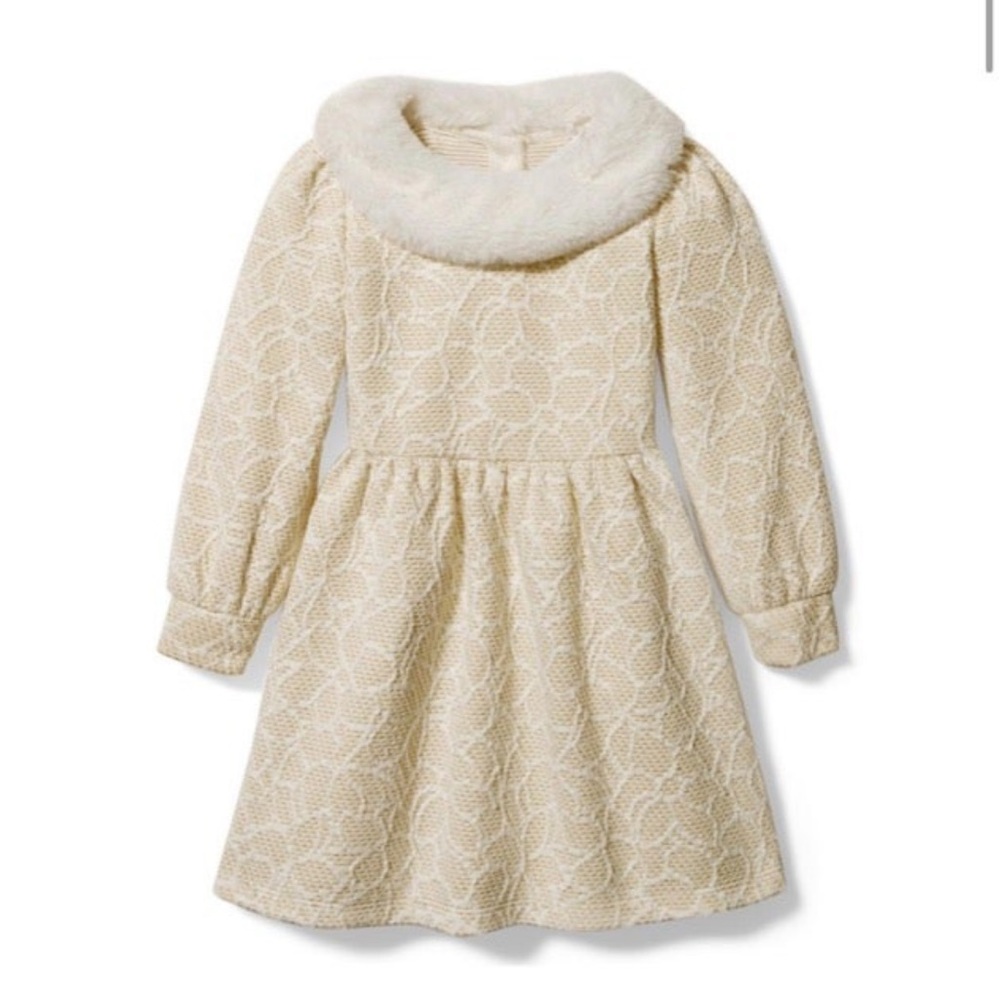 Janie and Jack jacquard fur collar dress
